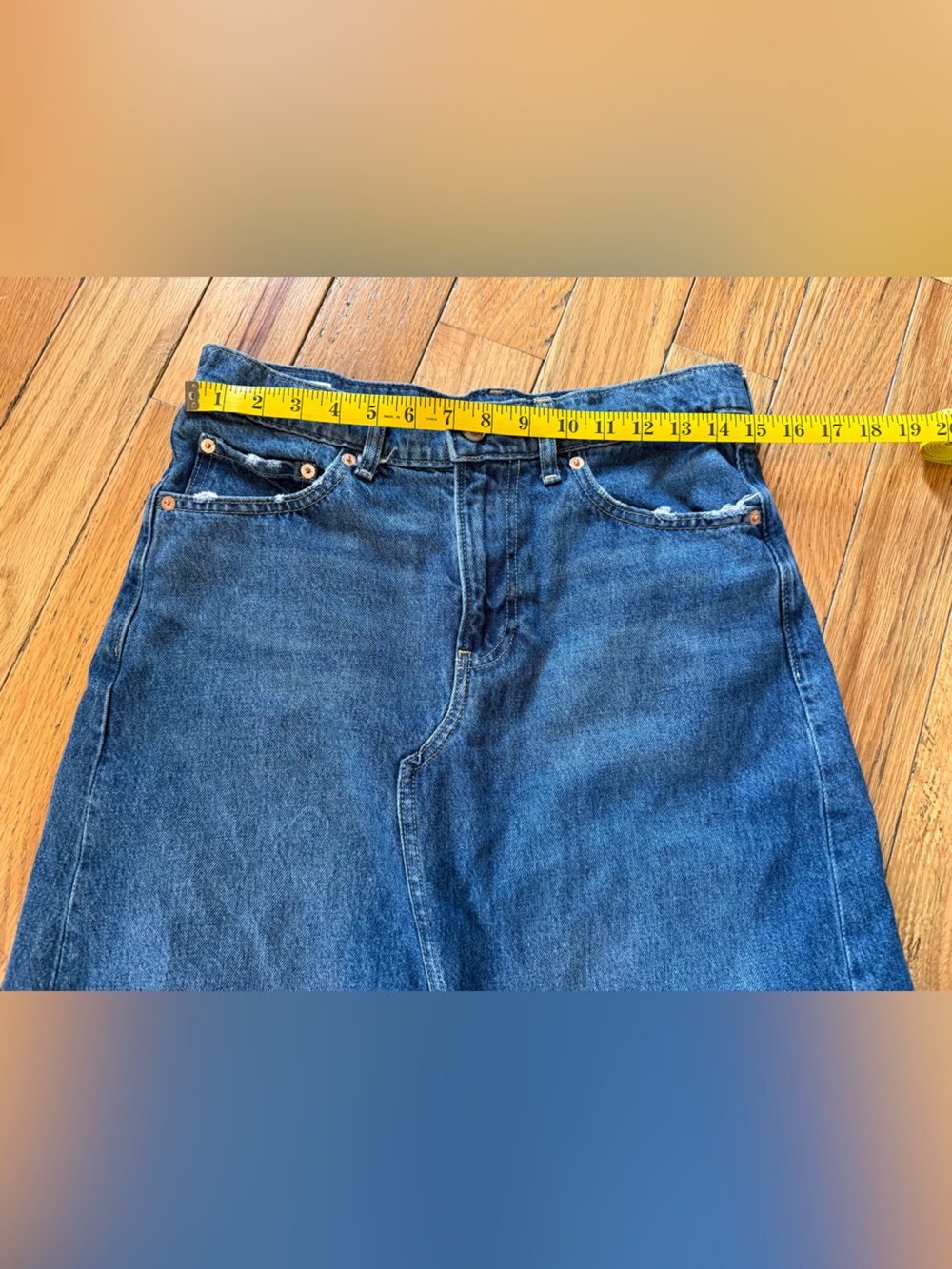 GAP Denim Maxi Skirt Slit Front Frayed Hem Medium Indigo Women’s Size 29/8 - Picture 11 of 13